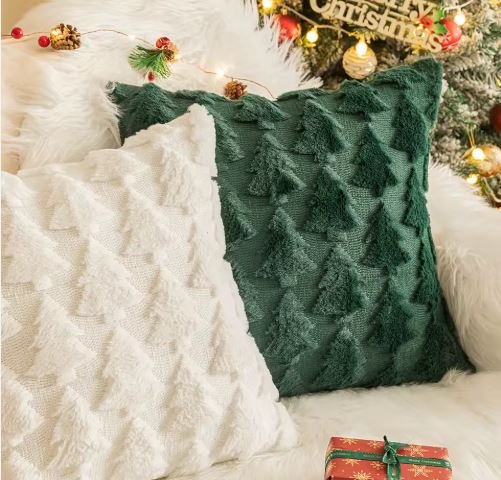 Hot Selling Custom Comfortable Soft New Christmas Pillow Case Decoration Tree Snowflake Soft Fluffy Throw Pillow for Room Office