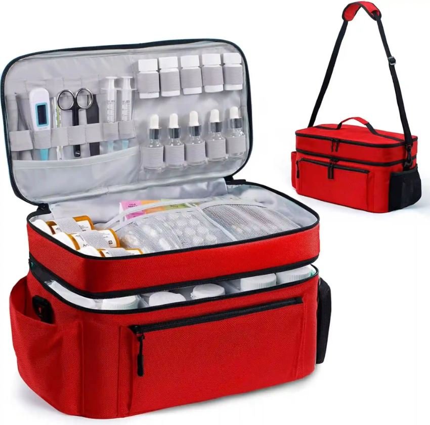 Travel Medical Storage Organizer Bag 5L Capacity with Detachable Dividers for First Aid Kit and Pill Bottles