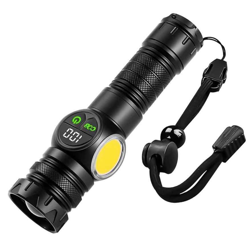 Rechargeable Zoomable LED Flashlight with Magnet, Dual Switch and Power Bank Function