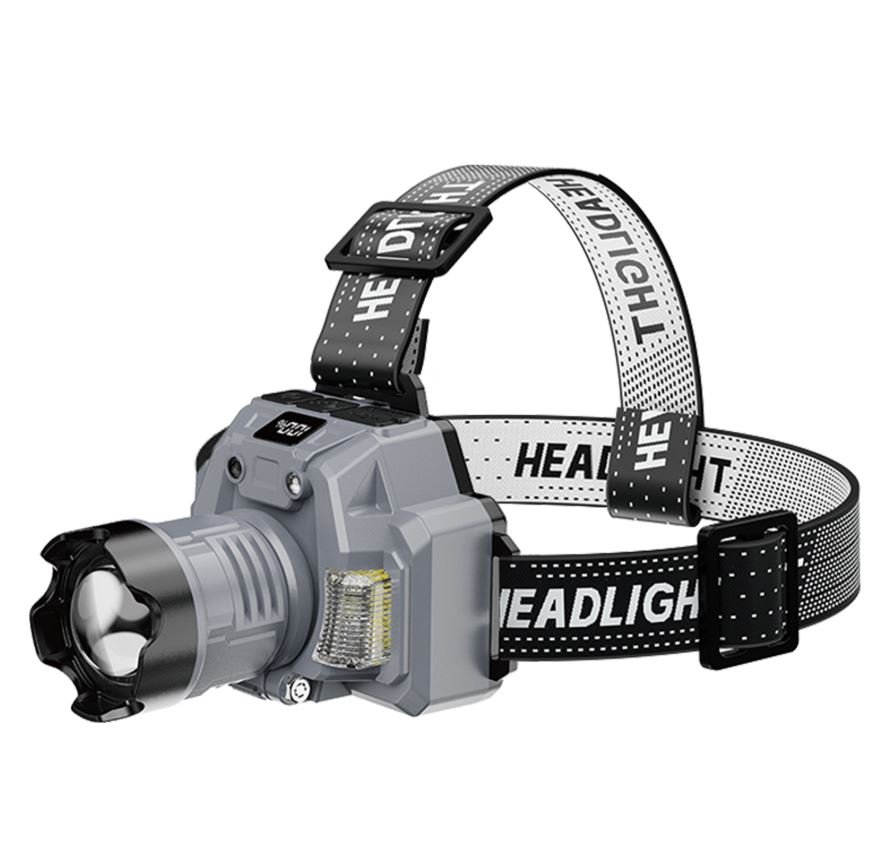 Powerful Rechargeable Headlamp with Digital Battery Display Zoomable LED Head Light 120° Adjustable for Camping Hunting