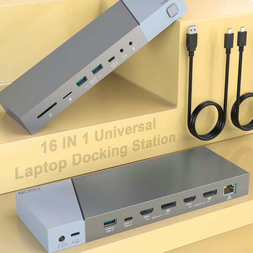 Rocketek 16-in-1 Displaylink Docking Station, Dual Display 4K/5K