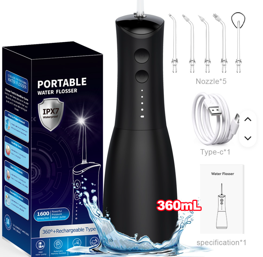 Wholesale OEM ODM 360ML Cordless IPX7 Teeth Cleaning Pick Jet Electric Dental Irrigator Oral Portable Water Flosser